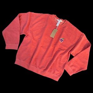 NWT Project Social T Washed Red NY Apple Embroidered Crewneck Sweatshirt